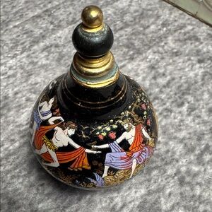 Vintage Greek Decorative Perfume Bottle – Mythology Dancers Black & Gold